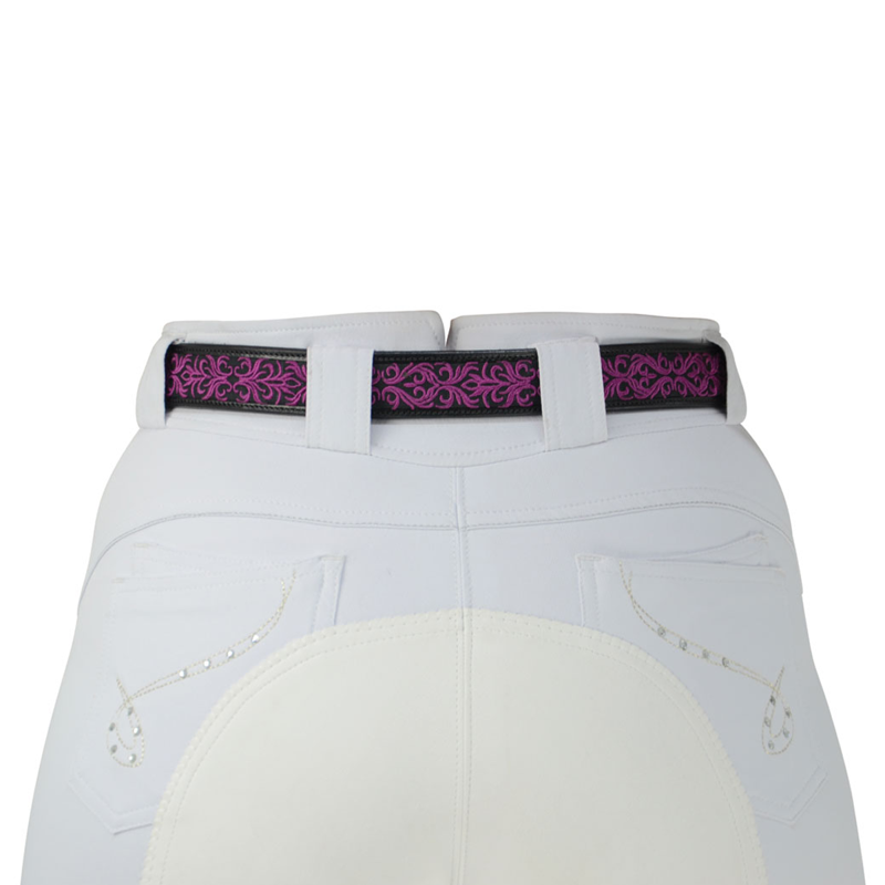 Hy Equestrian Meydan Leather Belt - Black/Fuchsia-1